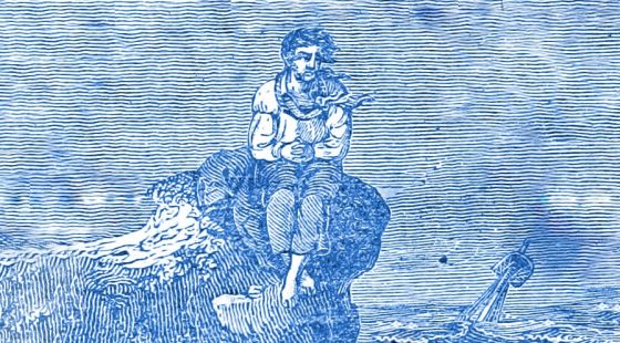 Howe (1840)_The_only_survivor_of_the_wreck. 	 British Library Image taken from page 8 of 'Awful Calamities: or, the shipwrecks of December, 1839, ... on the coast of Massachusetts ... Sixth edition'